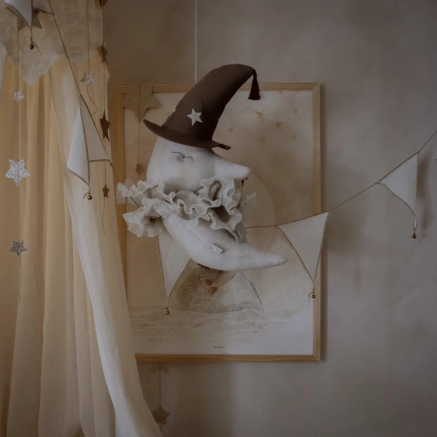 PRE-ORDER hanging linen moon children’s decor