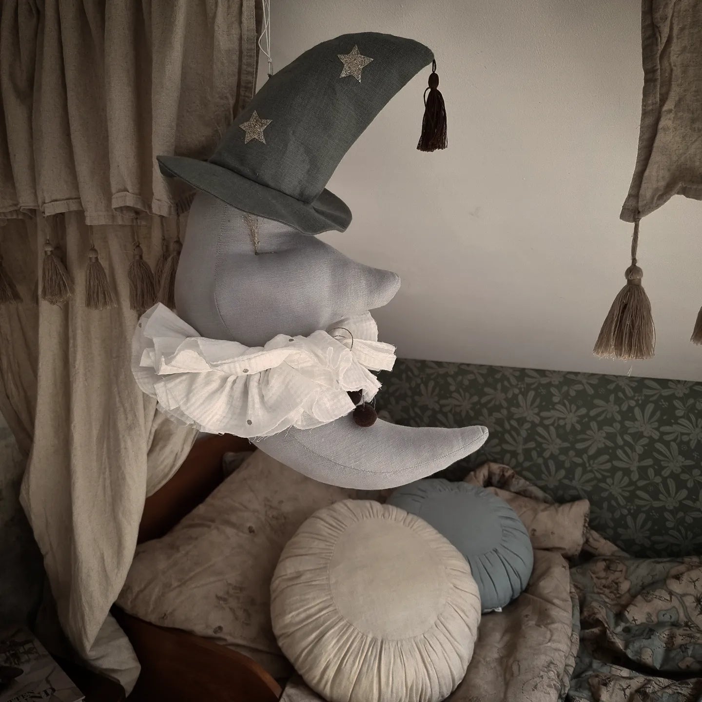 PRE-ORDER hanging linen moon children’s decor