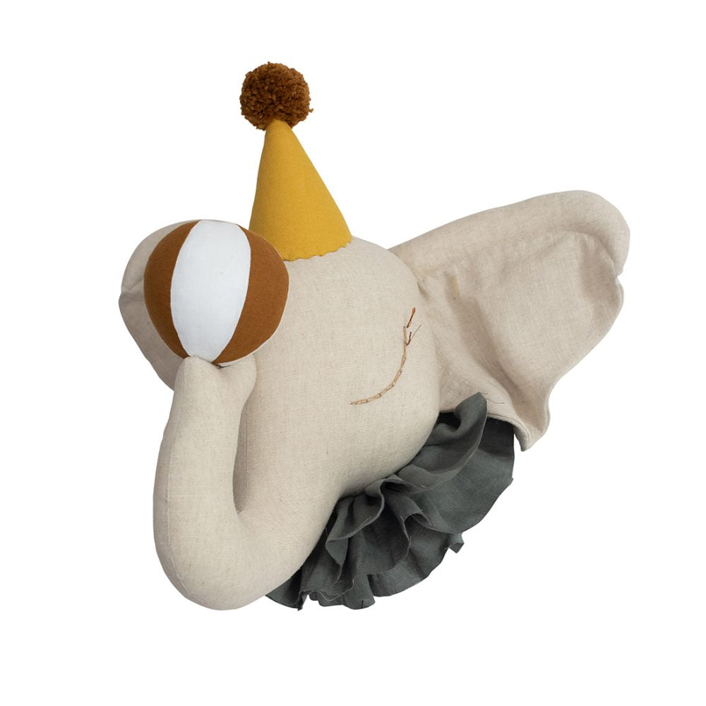PRE-ORDER | Petite size Linen Circus Elephant with Cap | Children’s Decor