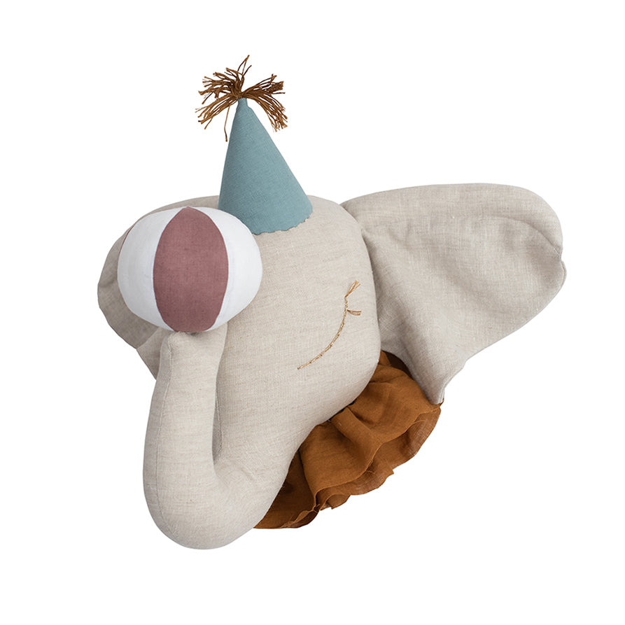 PRE-ORDER | Petite size Linen Circus Elephant with Cap | Children’s Decor