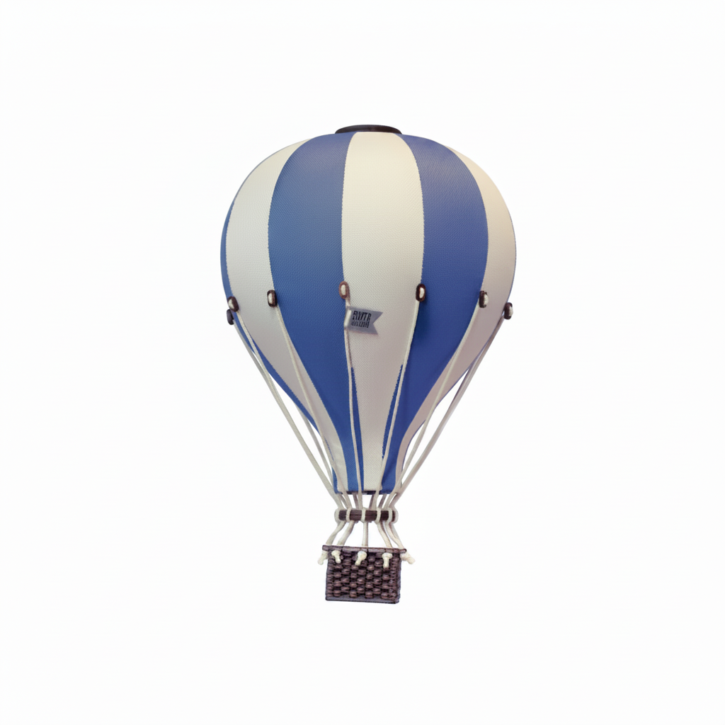 Medium - SB745 Marine Blue & Off White Decorative Hot Air Balloon