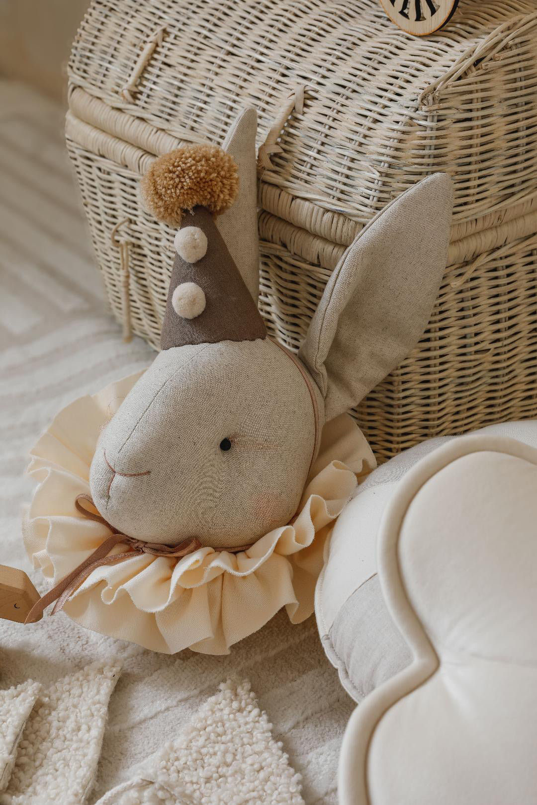 Linen Rabbit Wall Hanging - Brown Cap