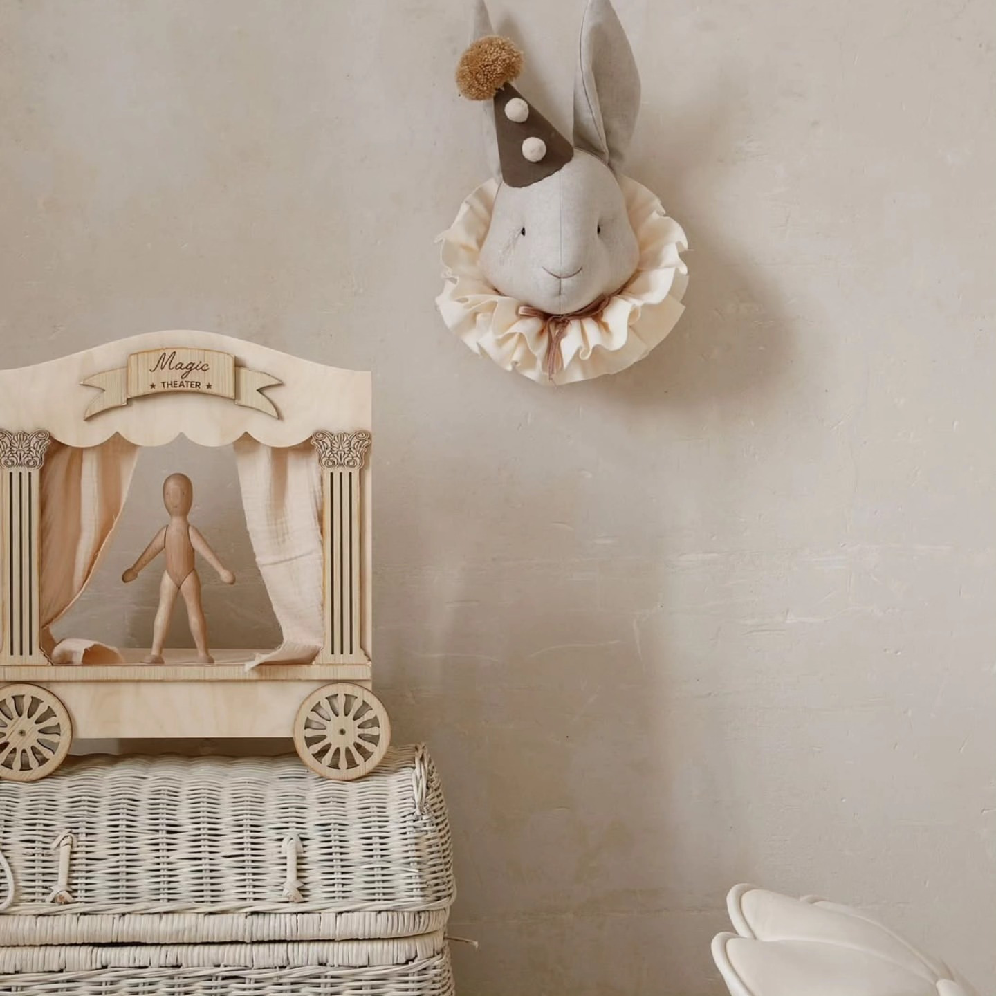 Linen Rabbit Wall Hanging - Brown Cap