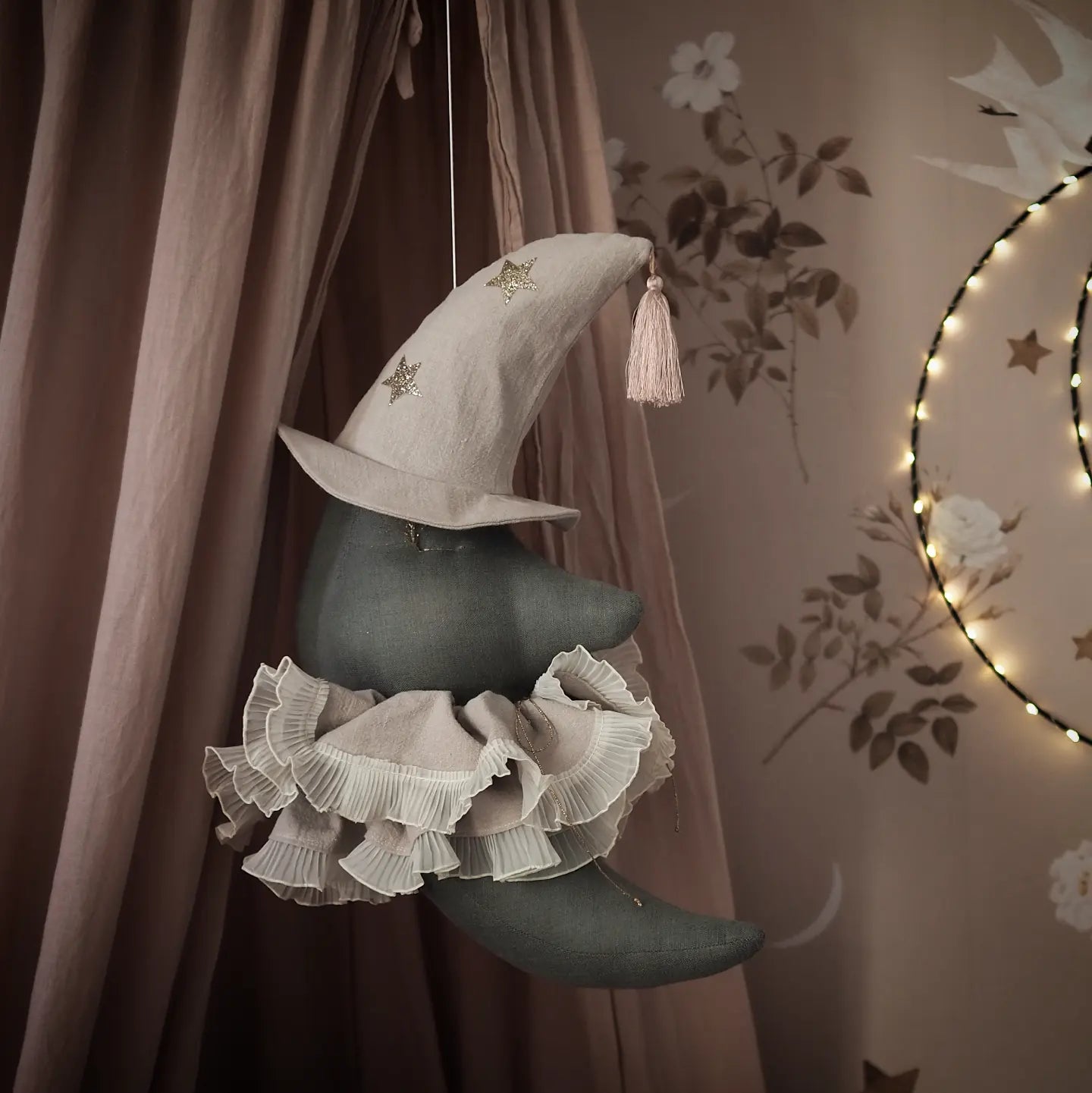 PRE-ORDER hanging linen moon children’s decor