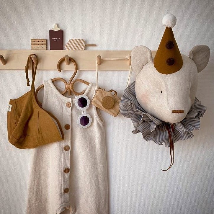 Linen Bear Wall Hanging - Mustard Cap