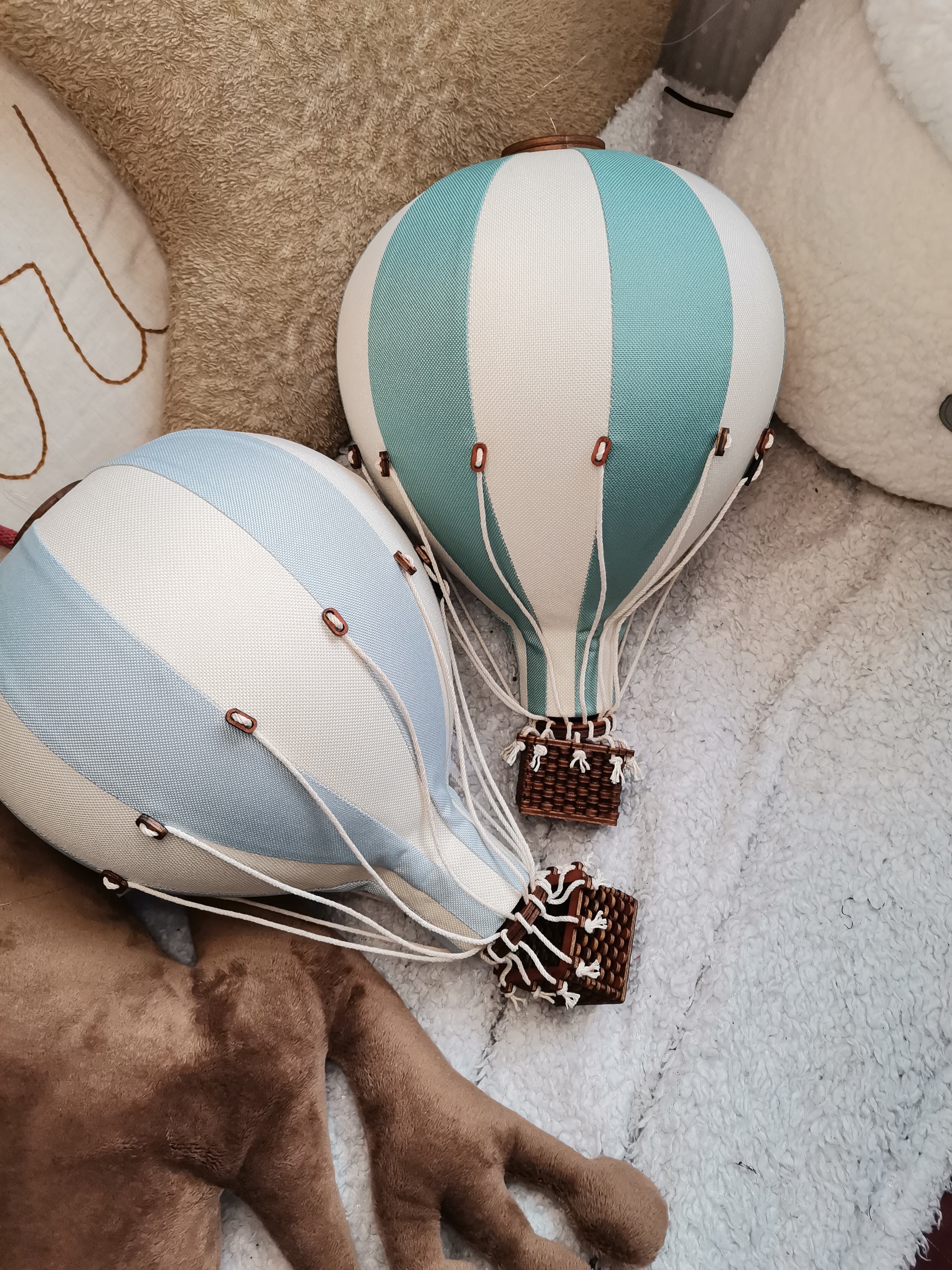 Small - SB739 Cloud Blue & Off White Decorative Hot Air Balloon