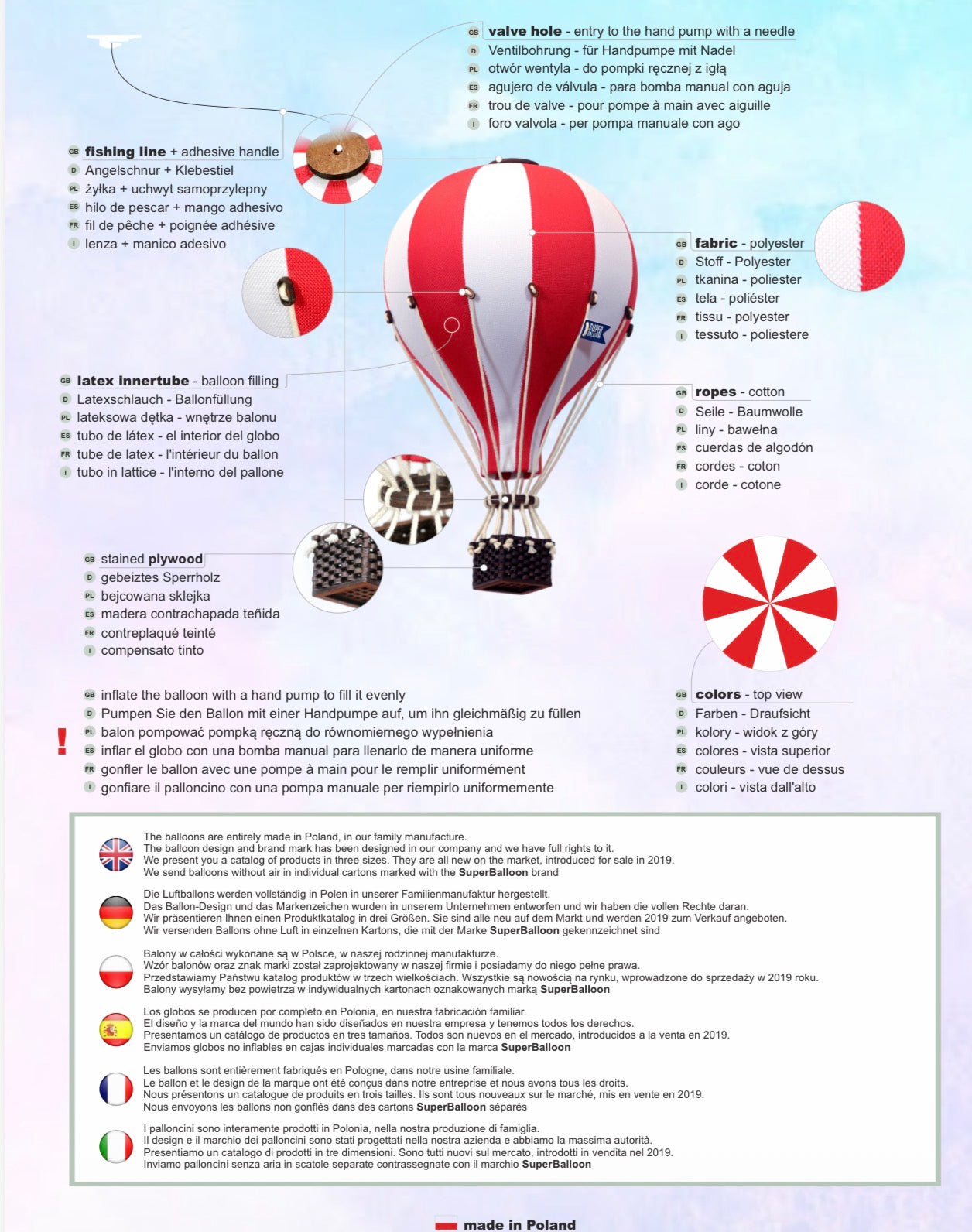 Medium - SB729 Gold & White Decorative Hot Air Balloon