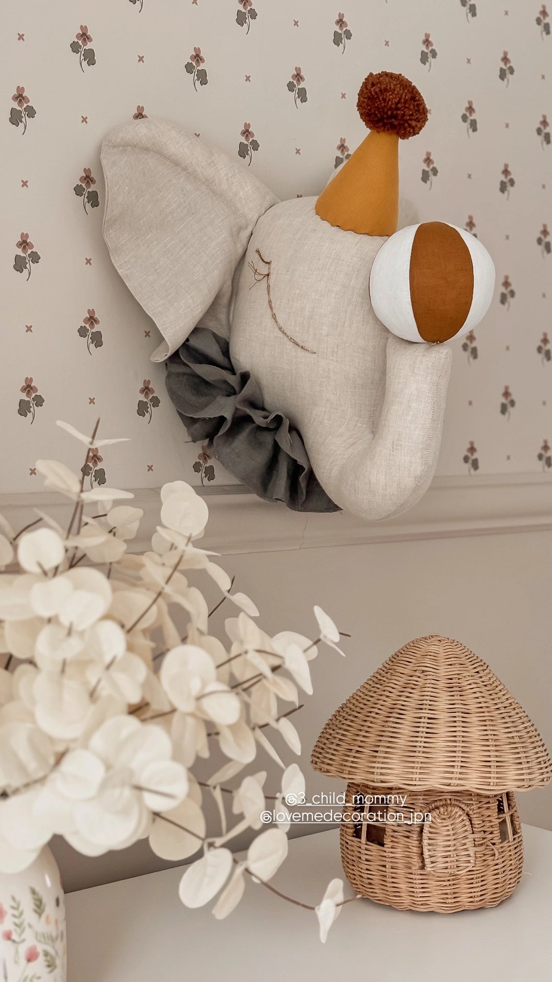 PRE-ORDER | Standard size Linen Circus Elephant with Cap | Children's Decor